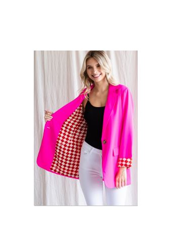 Pink Blazer with Patterned Cuff