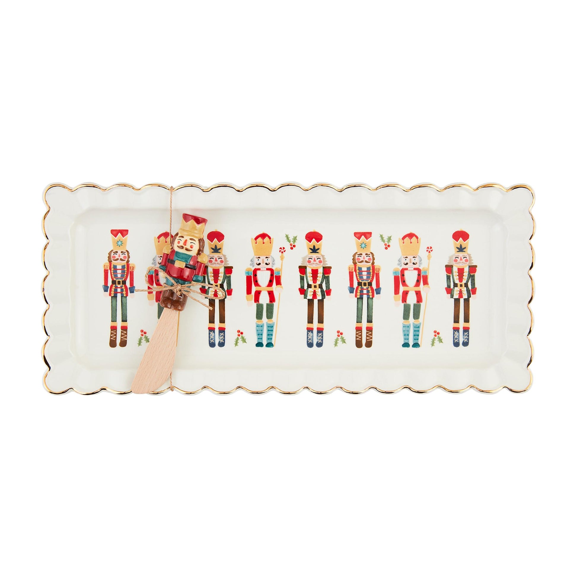 Mud Pie Nutcracker Hostess Set Platter & Spreader