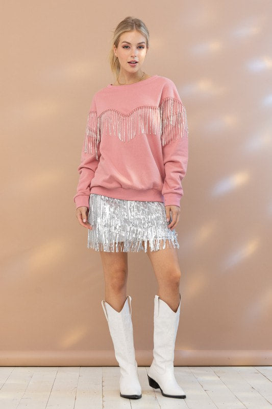 Concert Metallic Tiered Sequin Mini Skirt