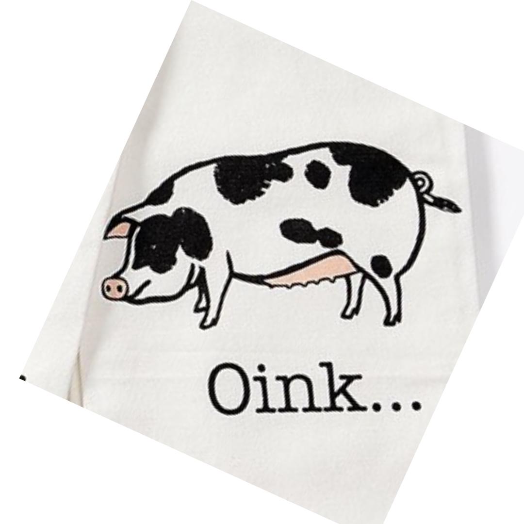 Farm Animal Says Tea Towel