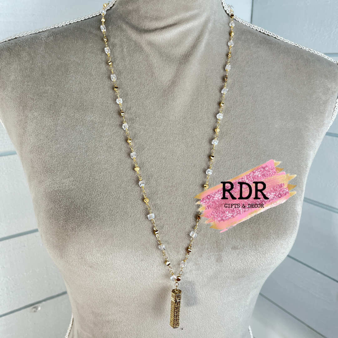 Long Beaded Prayer Box Necklace