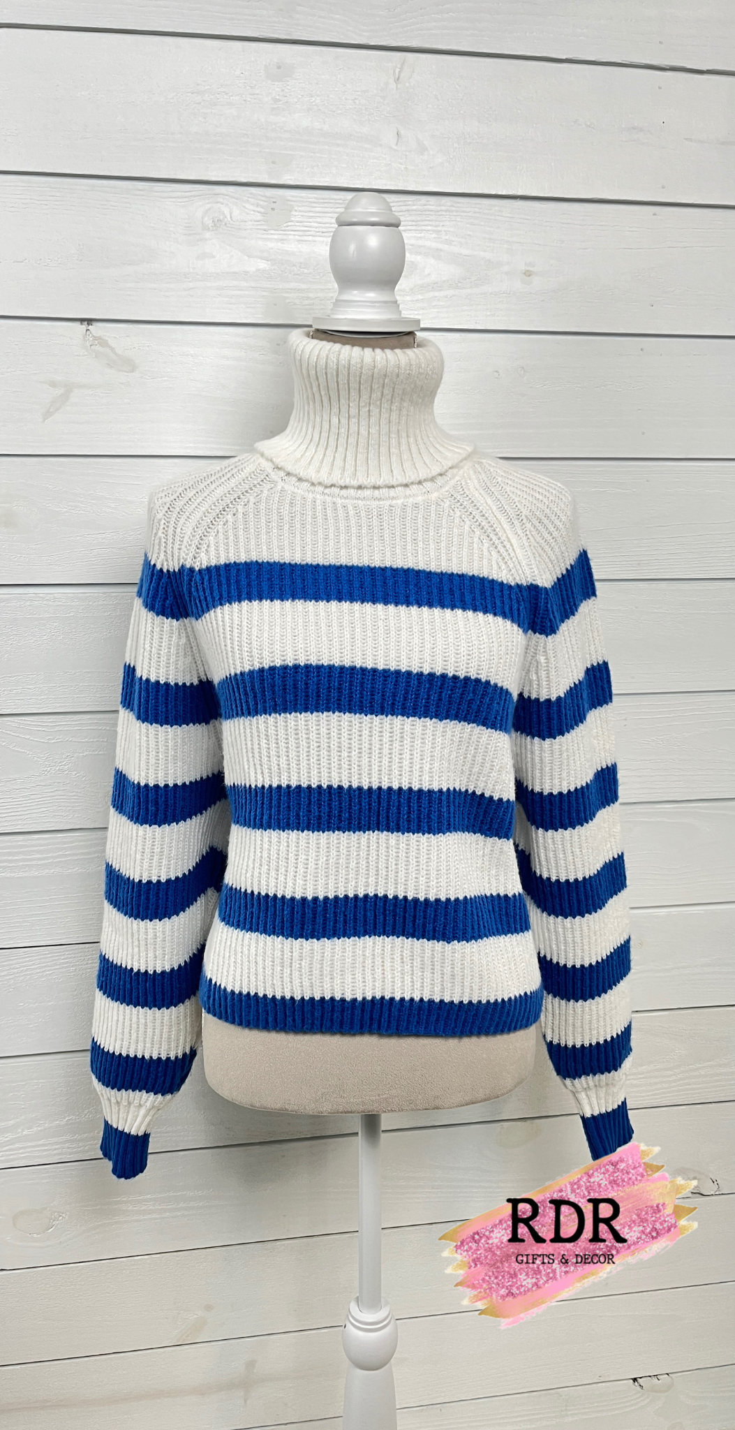 Charlie Paige Striped Knit Turtleneck Sweater