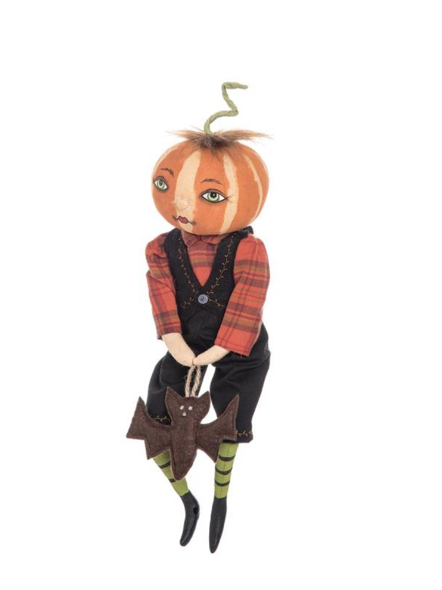 Pumpkin Head Fabric Doll Figurine