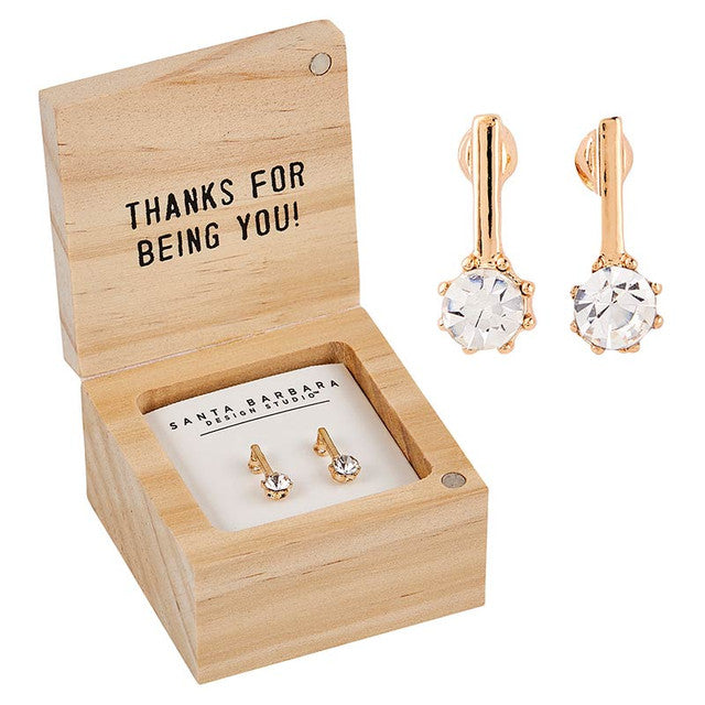 Stud Earrings In Wood Boxed Gift Set