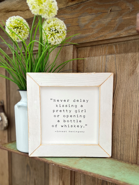 Never Delay White Framed Picture