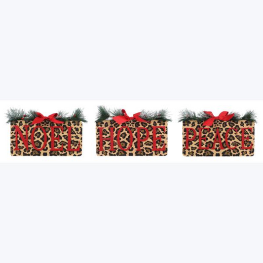 Wooden Christmas Leopard Blocks