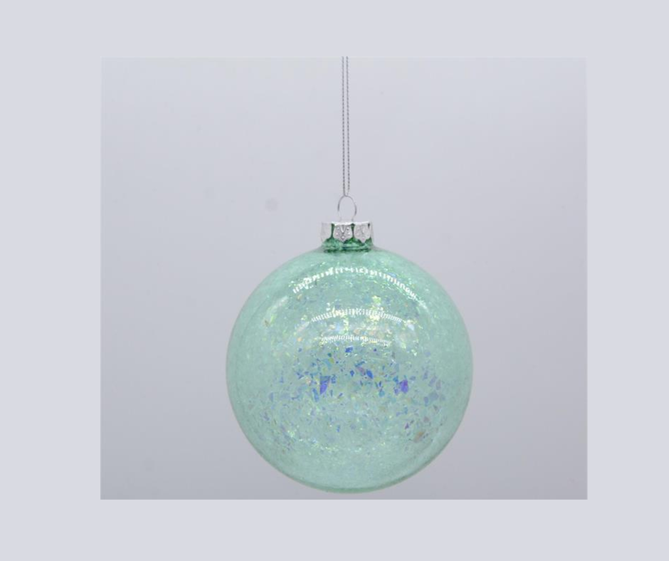 Ice Blue Round Crackle Ball Ornament