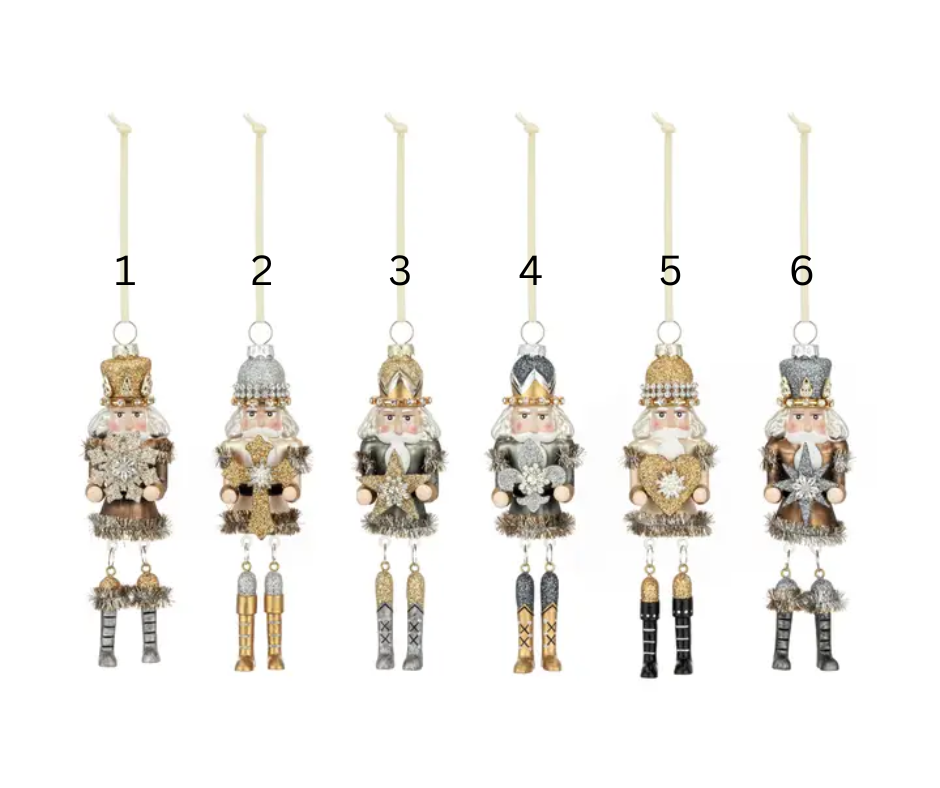 Nutcracker Mini Sparkle Blown Glass Ornaments