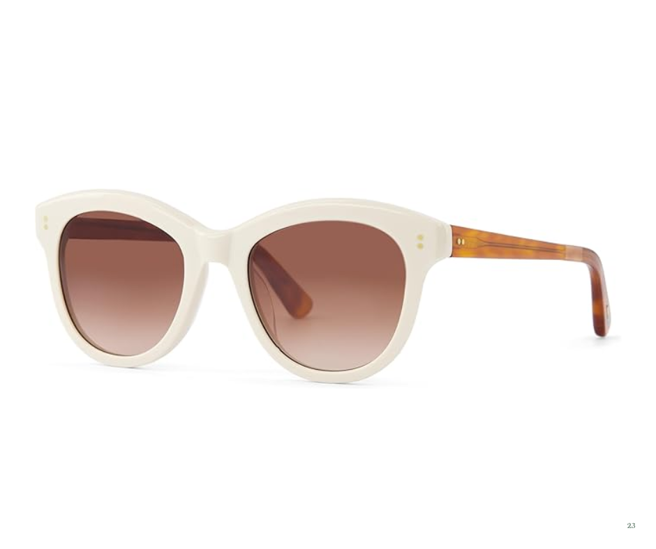 TOMS Women's Gwyneth Round Sunglasses- Chalk/Honey Tortoise