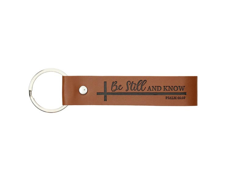 Brown Leather Faith Keychains