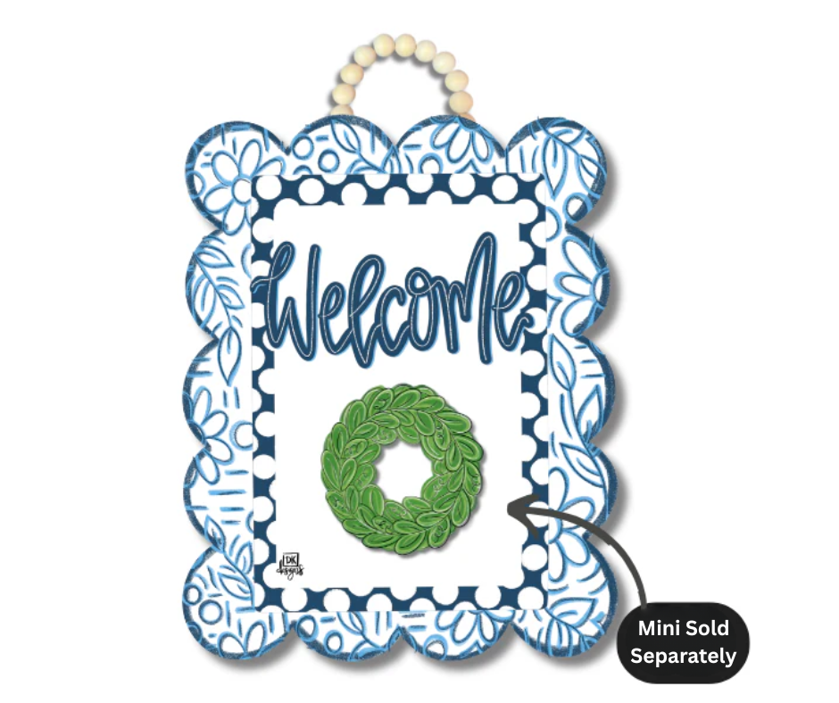 Blue & White Scalloped Door Hanger For Mini