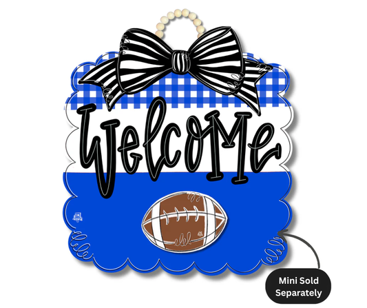 Blue & White Scalloped With Black Bow Door Hanger For Mini