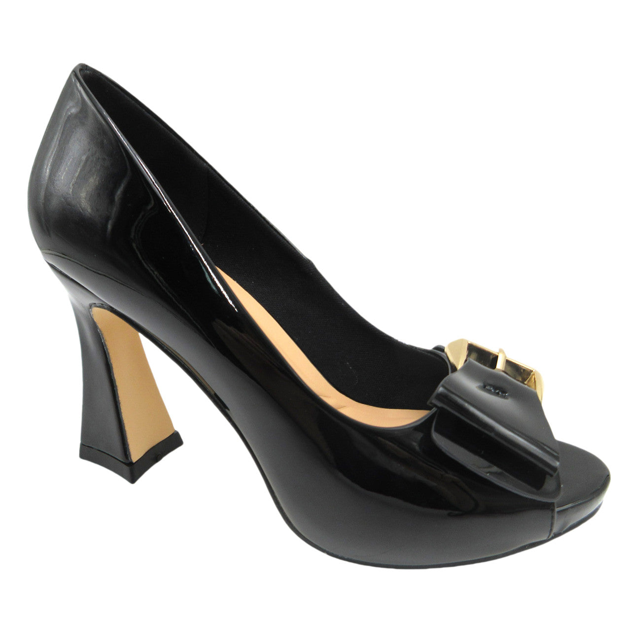 Black Laris Heel With Bow Buckle