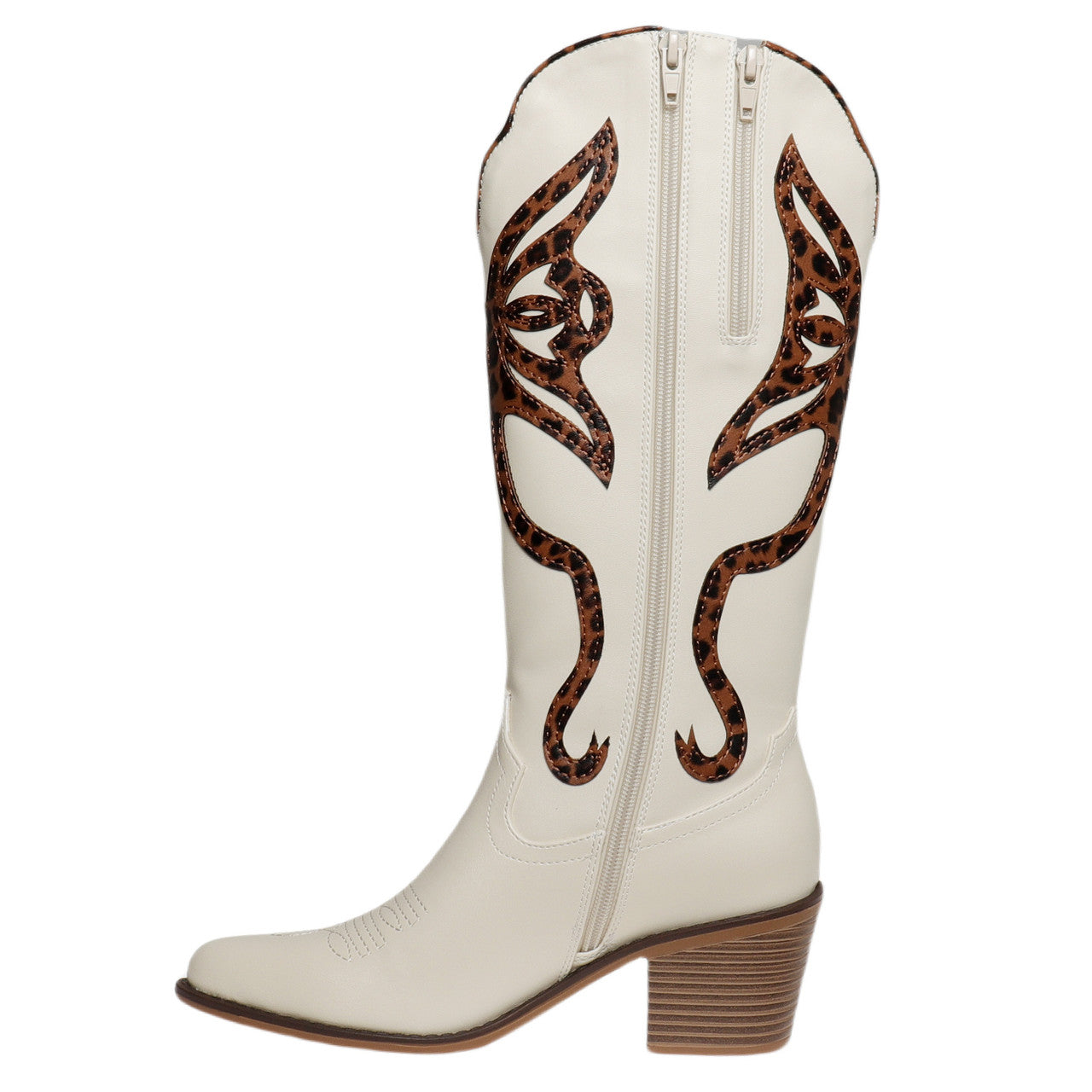 Pierre Dumas Whitney White With Leopard Print Boot