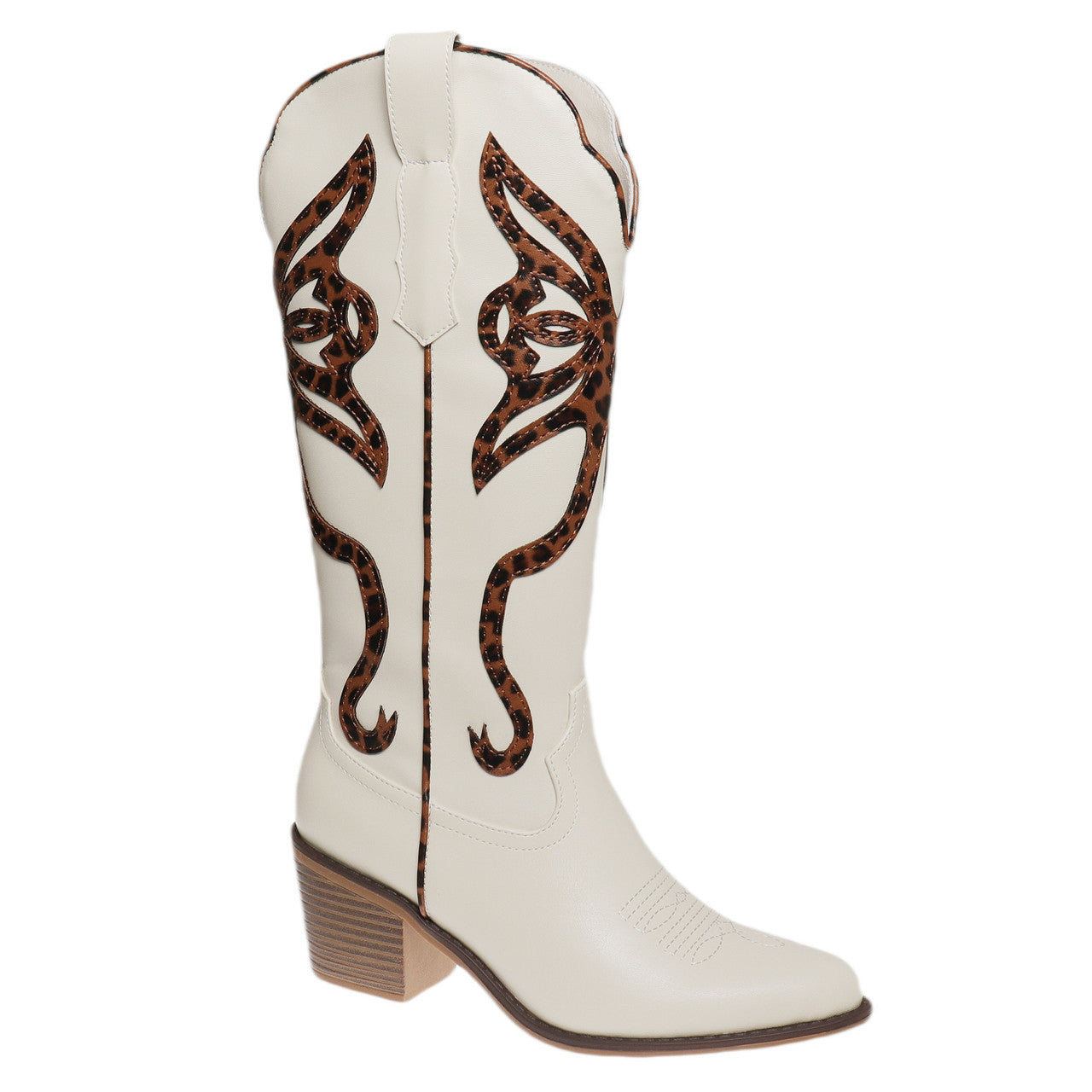 Pierre Dumas Whitney White With Leopard Print Boot