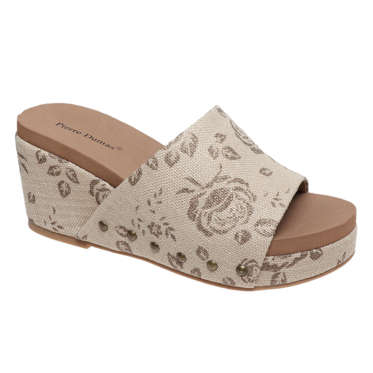 Pierre Dumas Vivian Wedge- Gold Floral Combo
