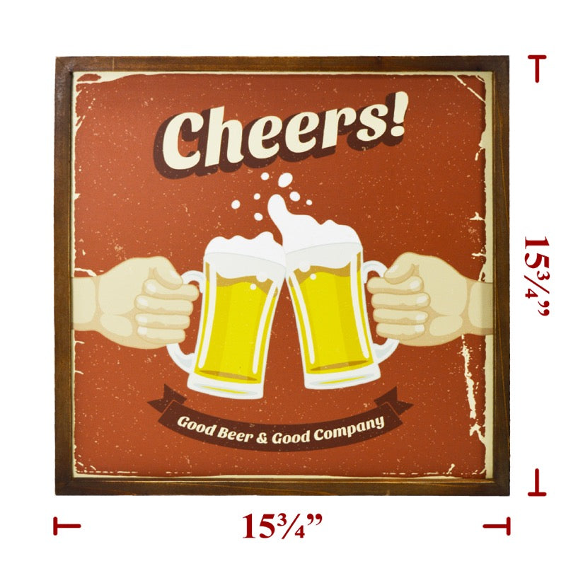Cheers Wood Framed Sign