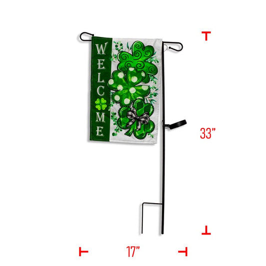 Solar Powered Shamrock Welcome Yard Flag On Stake