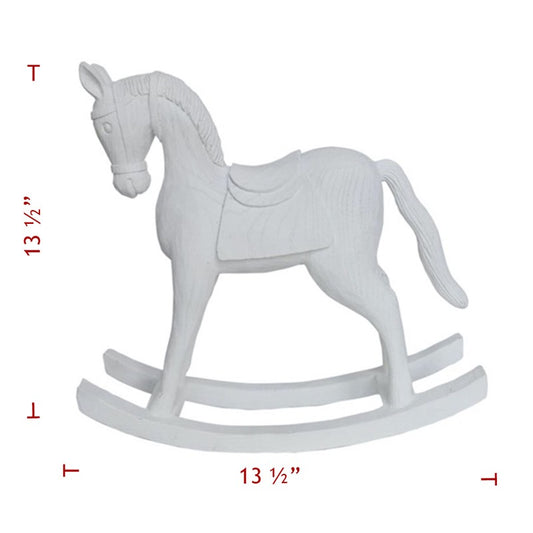 Large White Poly Rocking Horse