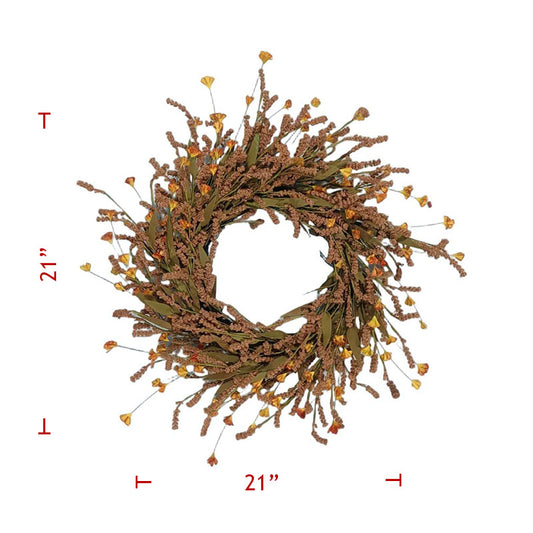 21" Fall Wreath With Yellow Flowers