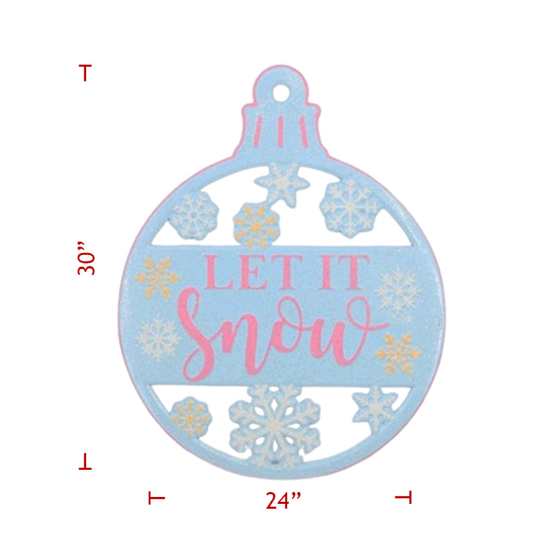 Blue Christmas "Let it Snow" Round Metal Sign