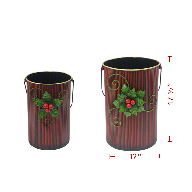 Christmas Bucket With Holly