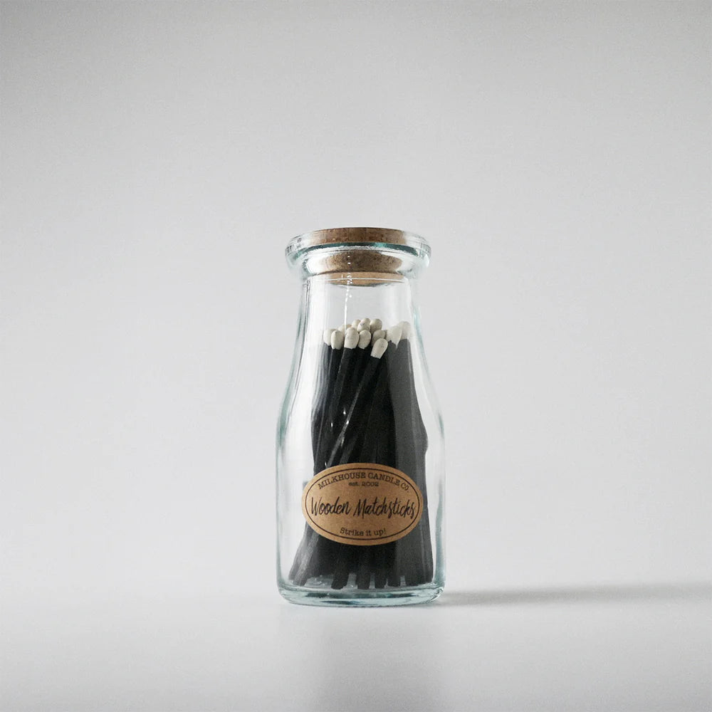 Milkhouse Wooden Matches In Milk Bottle