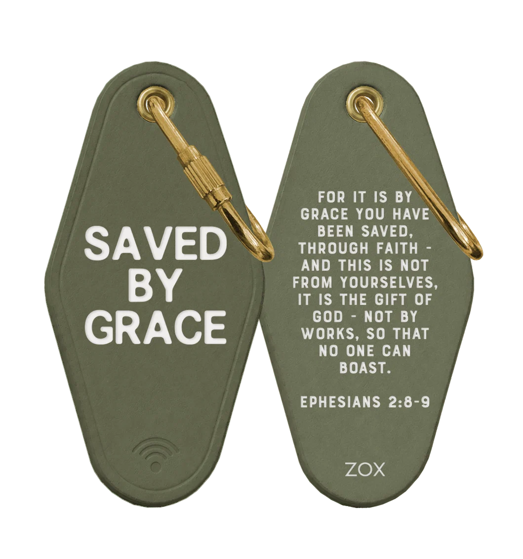 ZOX Saved By Grace Bible Verse Keychain