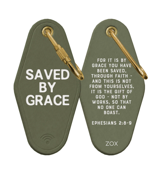 ZOX Saved By Grace Bible Verse Keychain