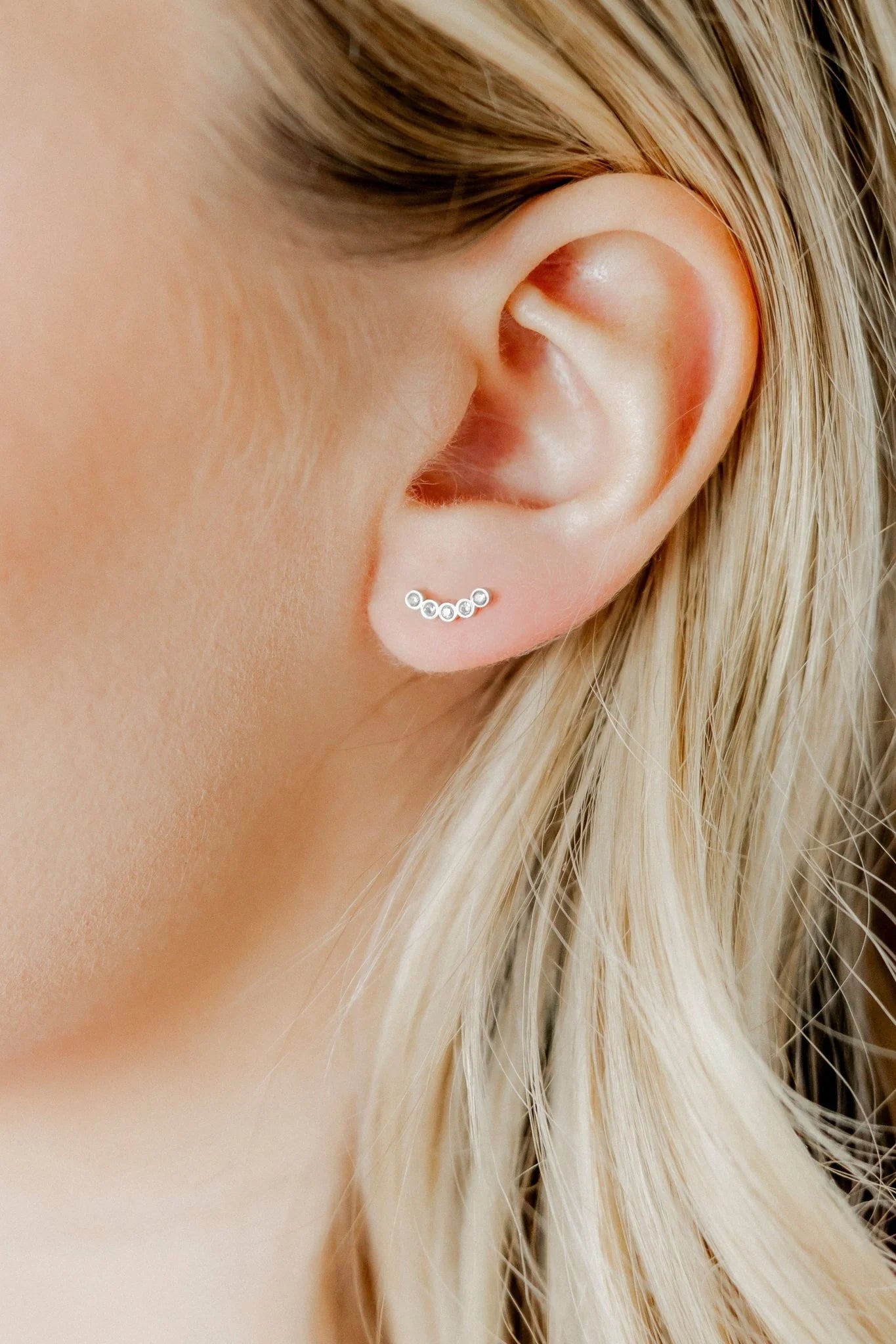 Screwback Stud Earrings - Abigail Sparkle Silver