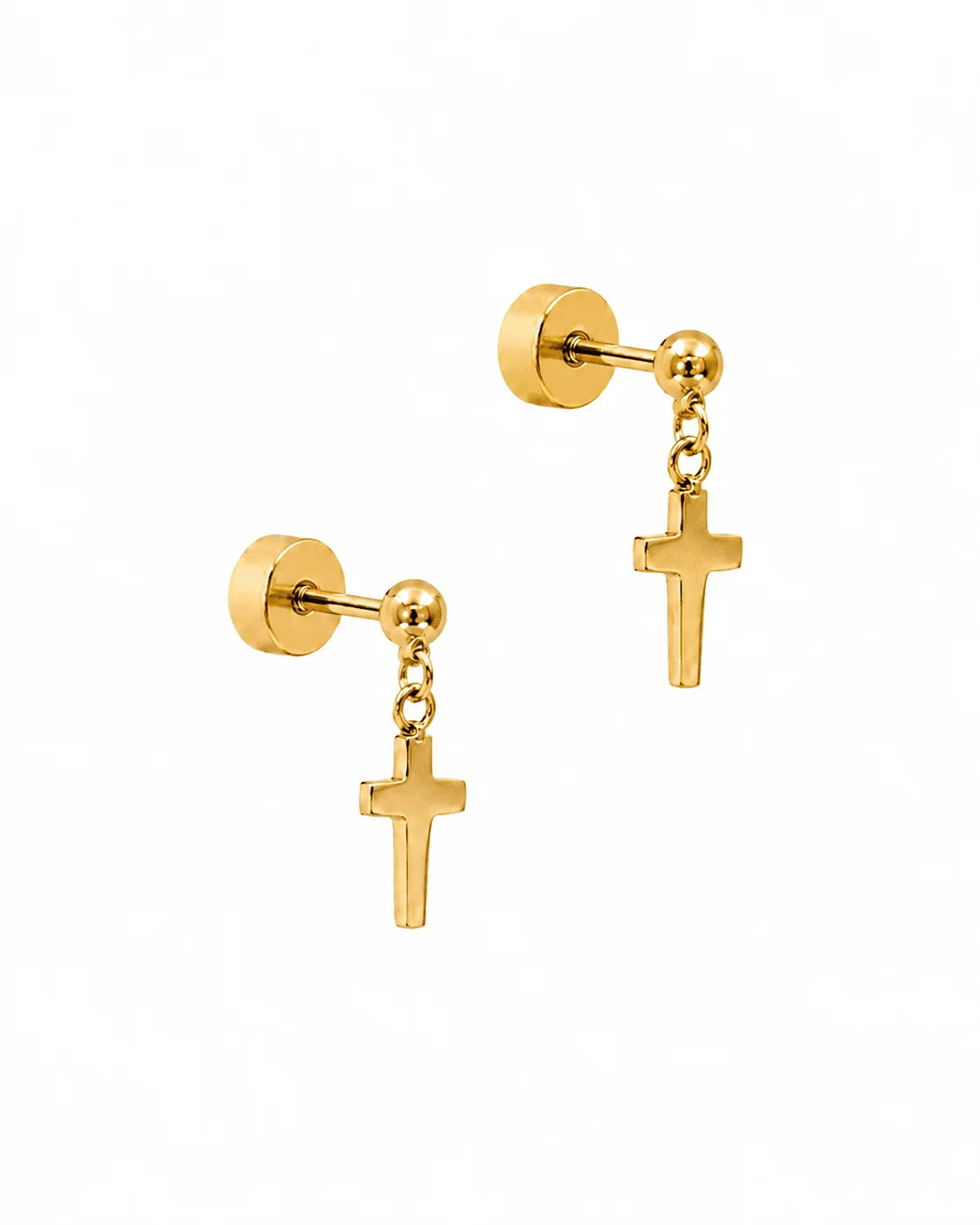 Screwback Stud Earrings - Millie Cross Gold