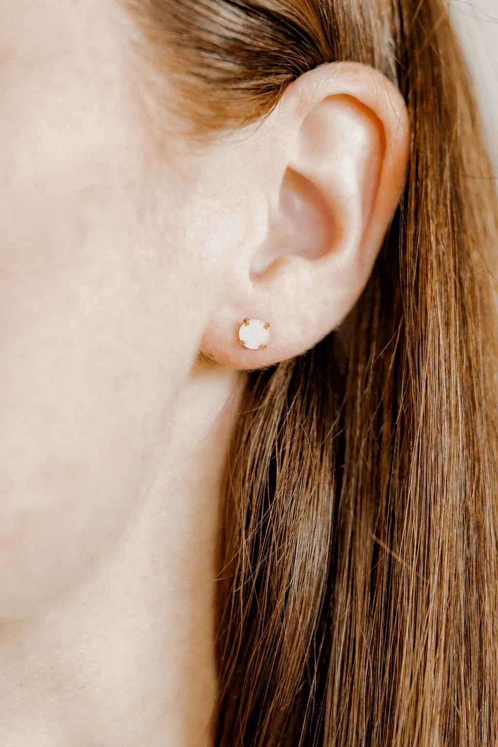 Screwback Stud Earrings - Venus Opal White