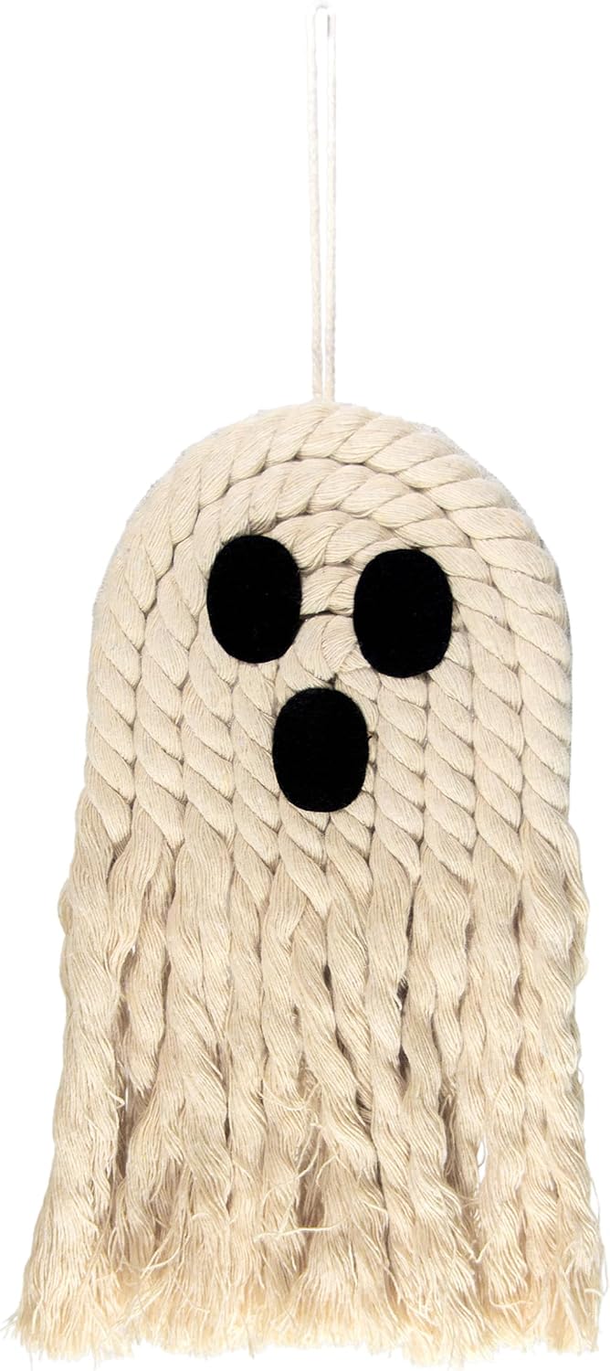 Handcrafted Halloween Ghost Macrame Wall Hanging Decor