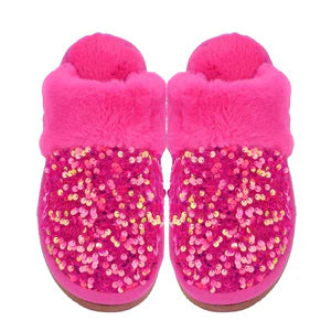 Hot Pink Sequin Slippers