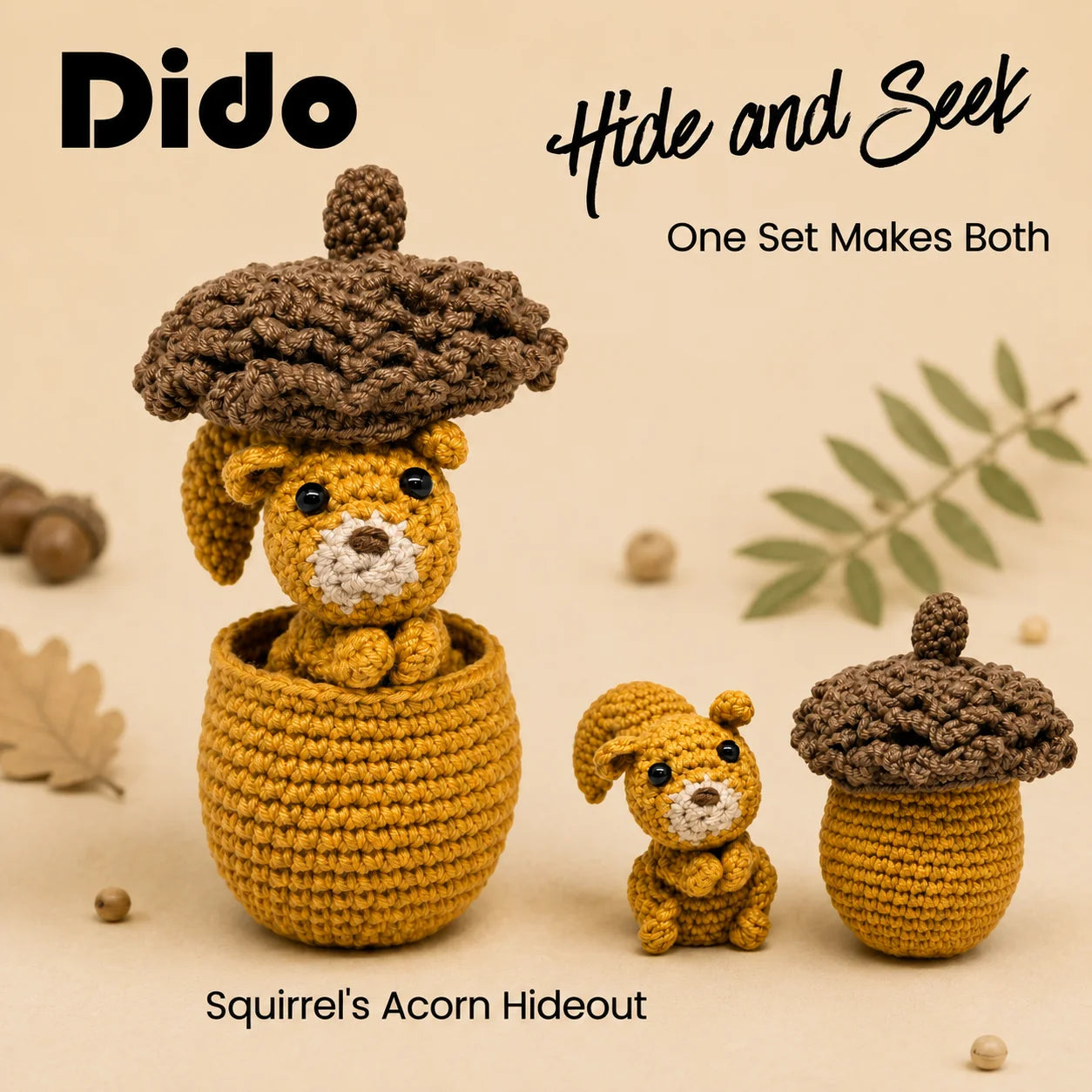 DIY Crochet Kit- Squirrel's Acorn Hideout