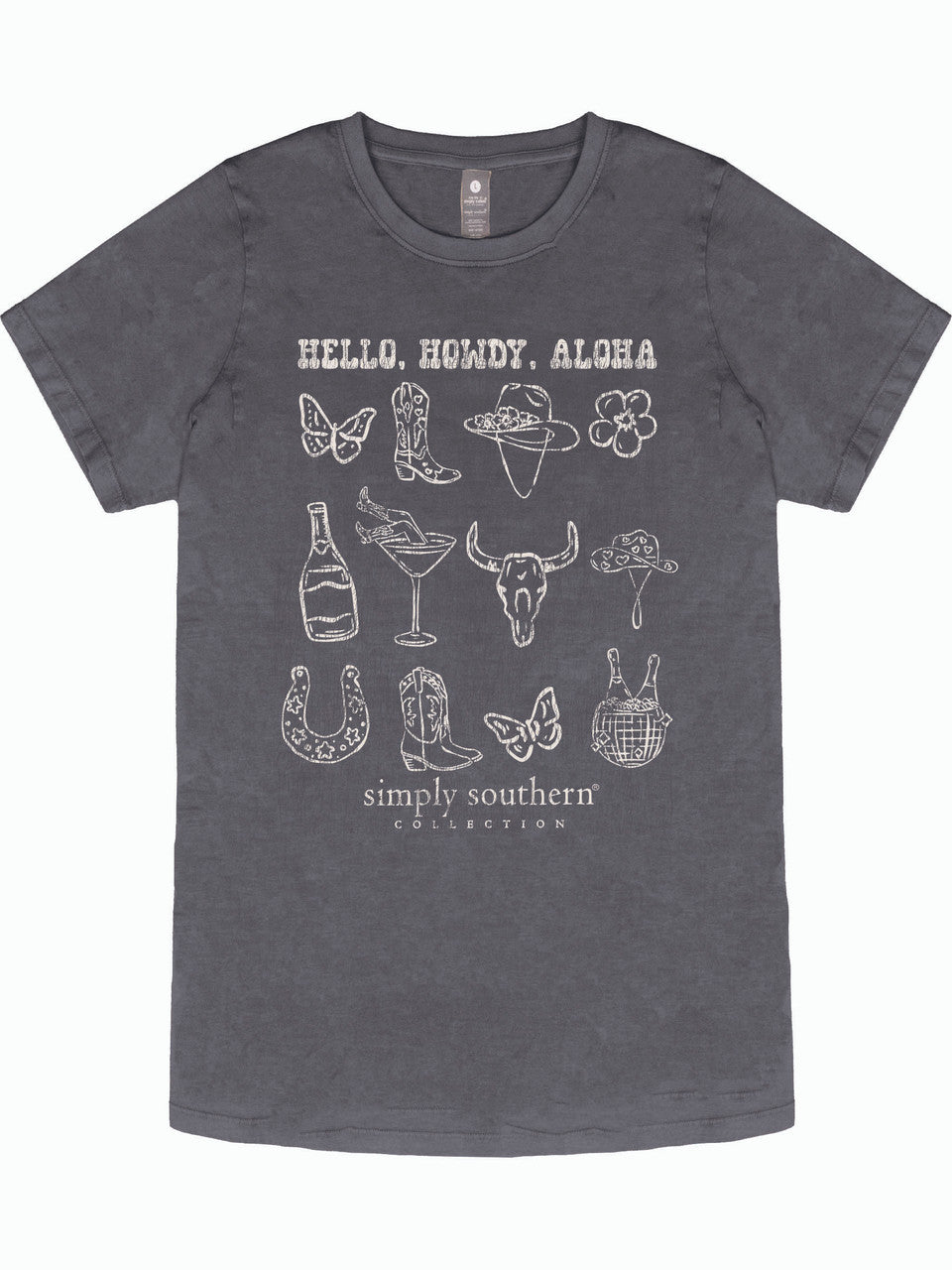 Simply Southern Howdy Mineral Washed Coal Tee