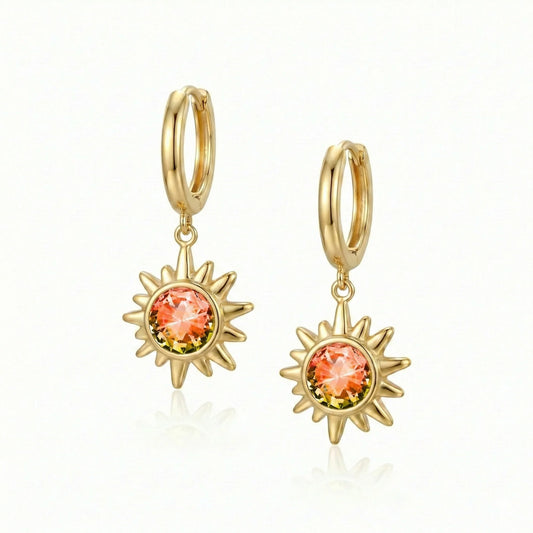Aurora Crystal Jewelry Sunburst Crystal Earrings- Fire