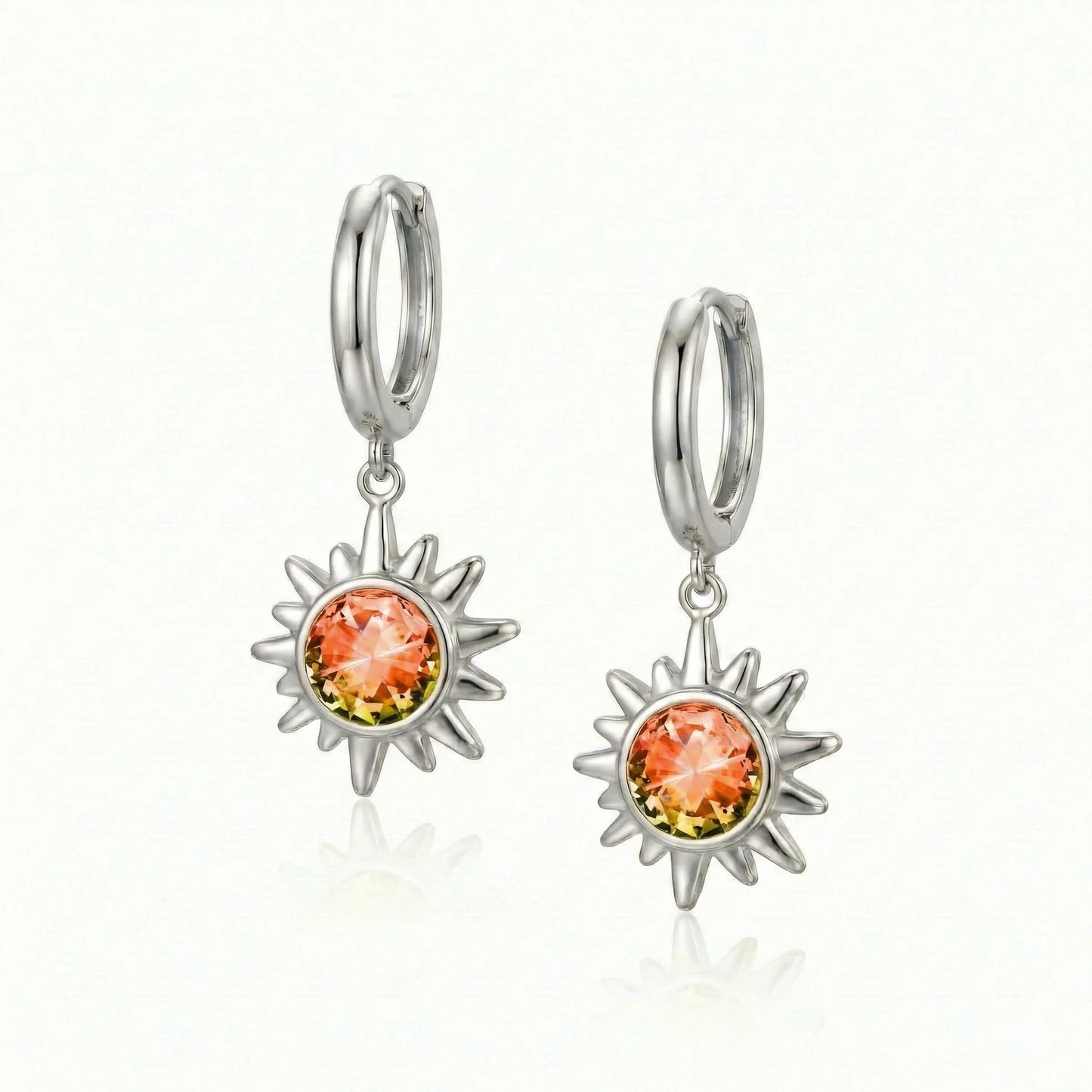 Aurora Crystal Jewelry Sunburst Crystal Earrings- Fire