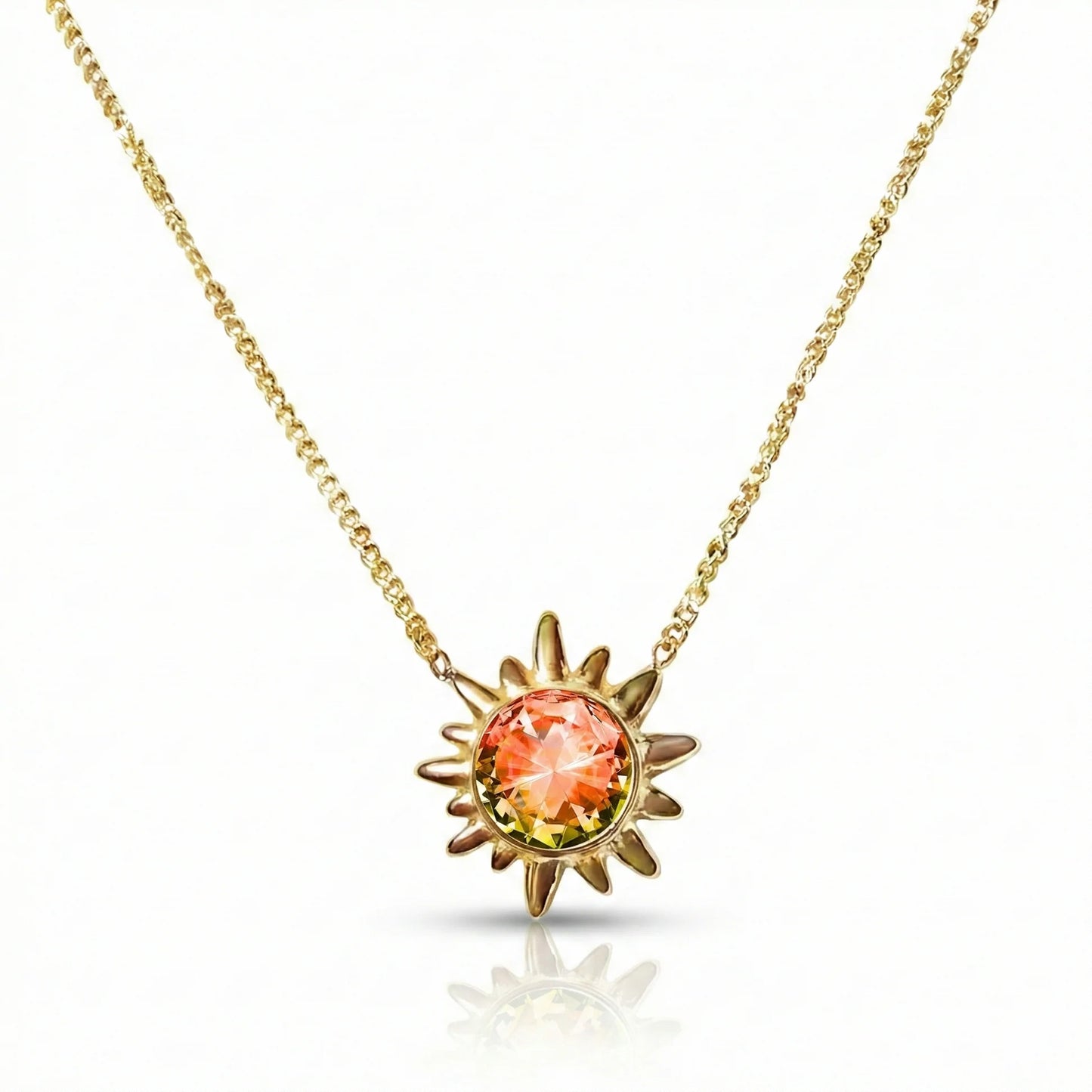 Aurora Crystal Jewelry Sunburst Crystal Necklace-Fire