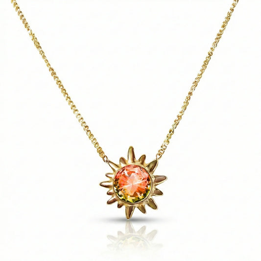 Aurora Crystal Jewelry Sunburst Crystal Necklace-Fire