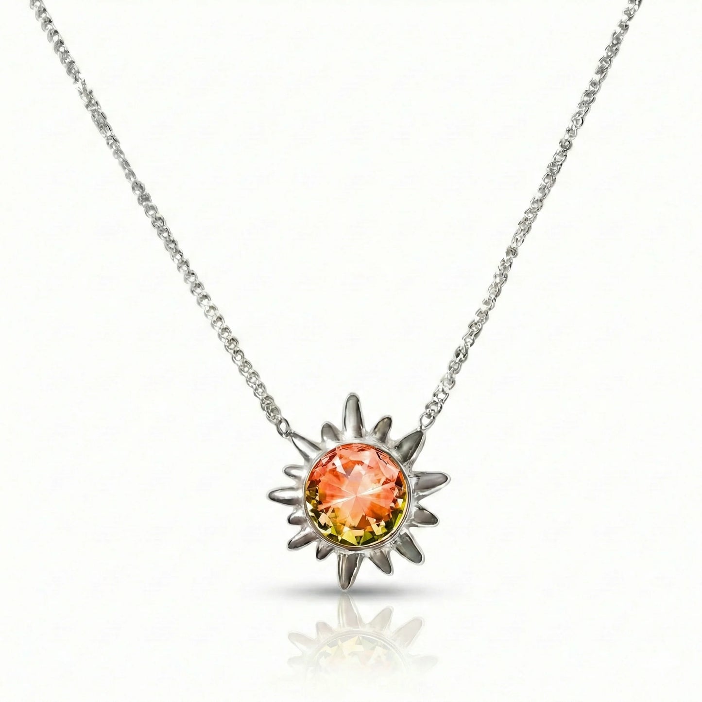 Aurora Crystal Jewelry Sunburst Crystal Necklace-Fire