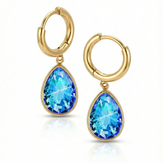 Aurora Crystal Jewelry Teardrop Crystal Earrings