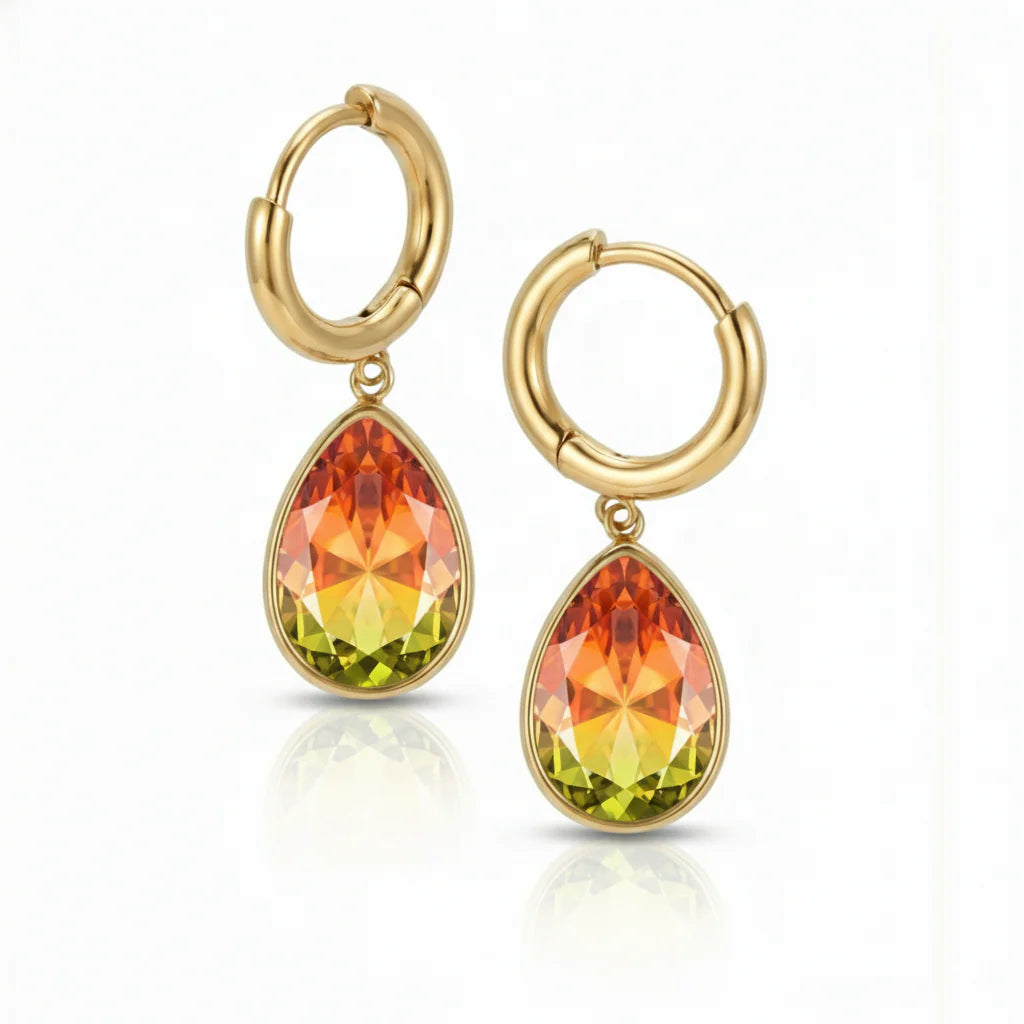 Aurora Crystal Jewelry Teardrop Crystal Earrings