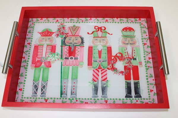 Wood Tray with Gold Handles, Nutcracker Quartet