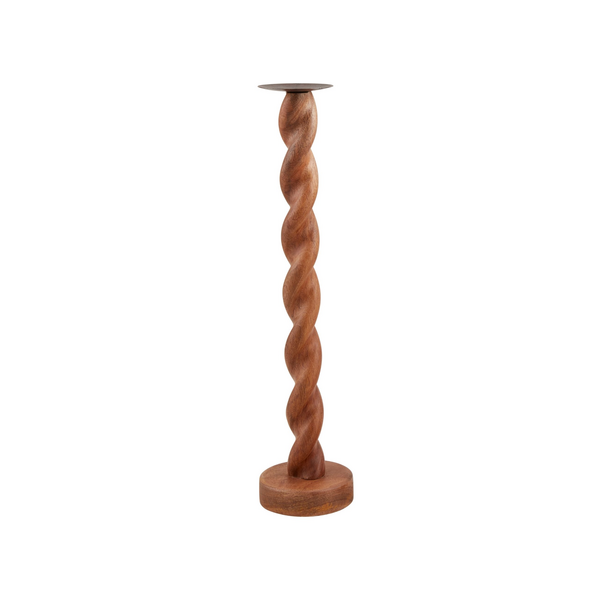 Mud Pie Twisted Wood Candlestick