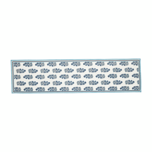 Mud Pie Blue Block Print Table Runner