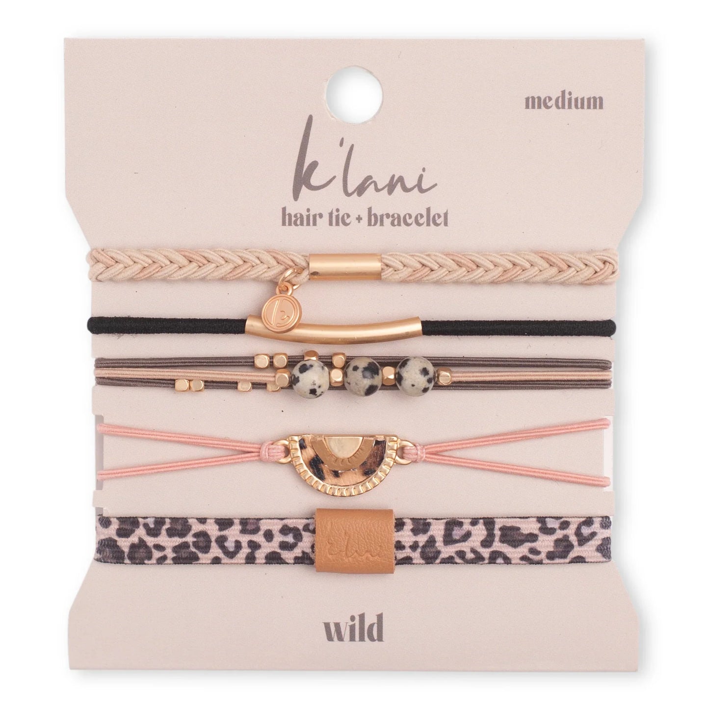 K'Lani "Wild" Animal Print with Pink Accent Hair Tie Bracelets