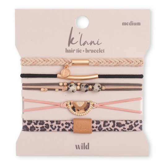 K'Lani "Wild" Animal Print with Pink Accent Hair Tie Bracelets